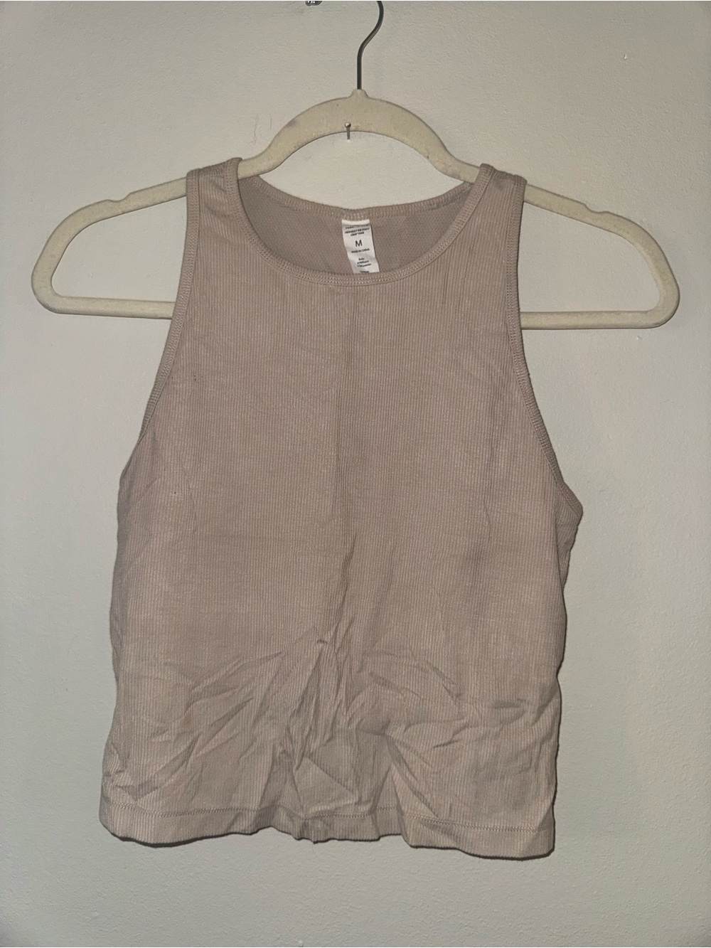 Like new, Yogalicious, tan ribbed tank top, size medium
